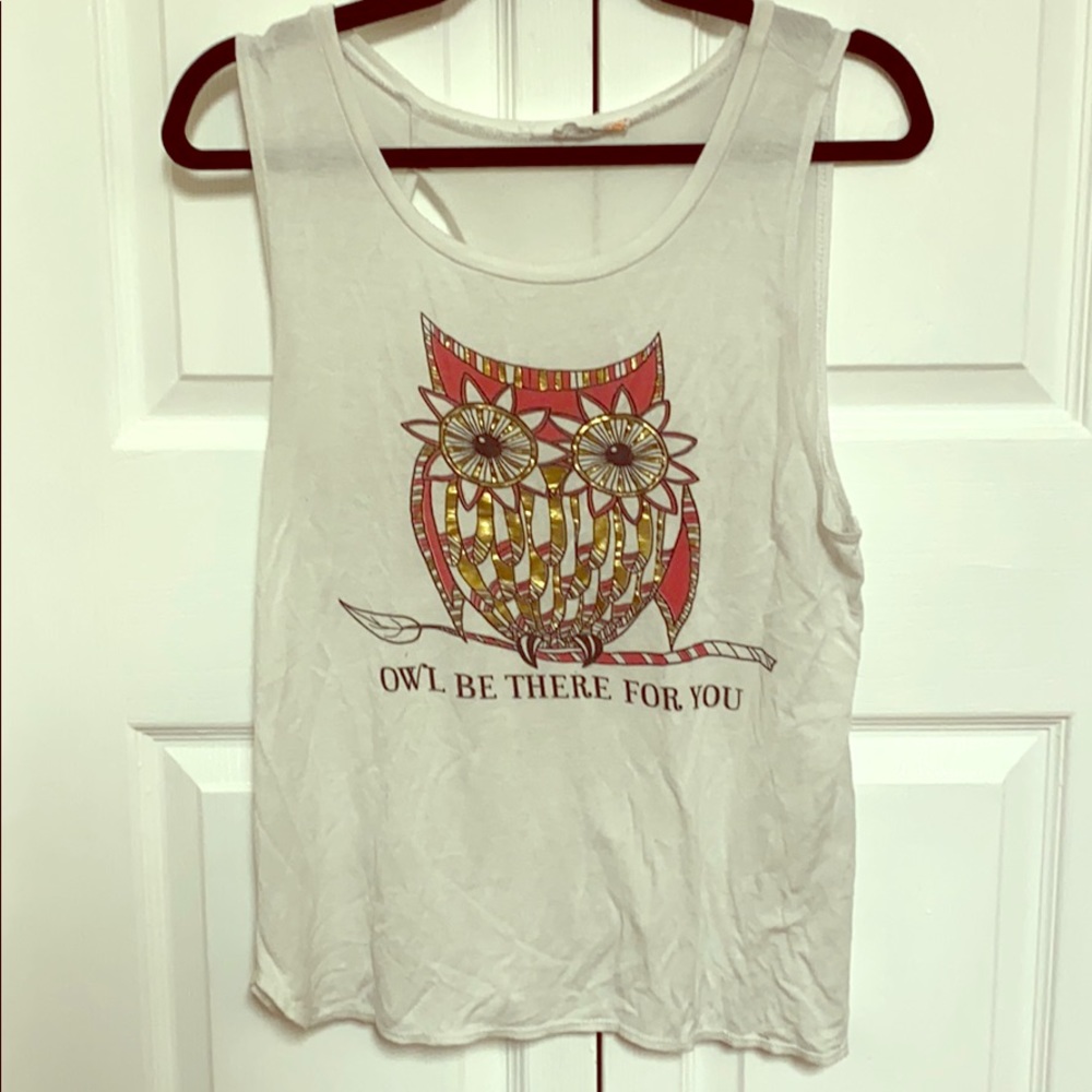 Owl Tank Top with Unique Open Back